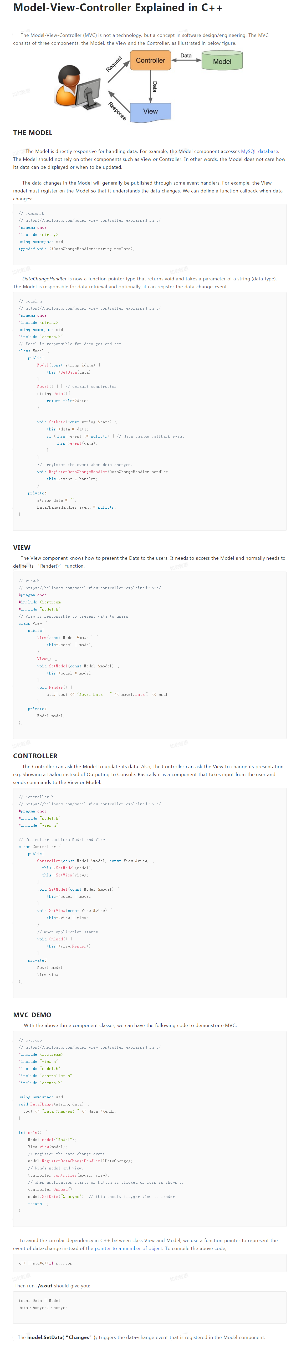 Model-View-Controller Explained in C++