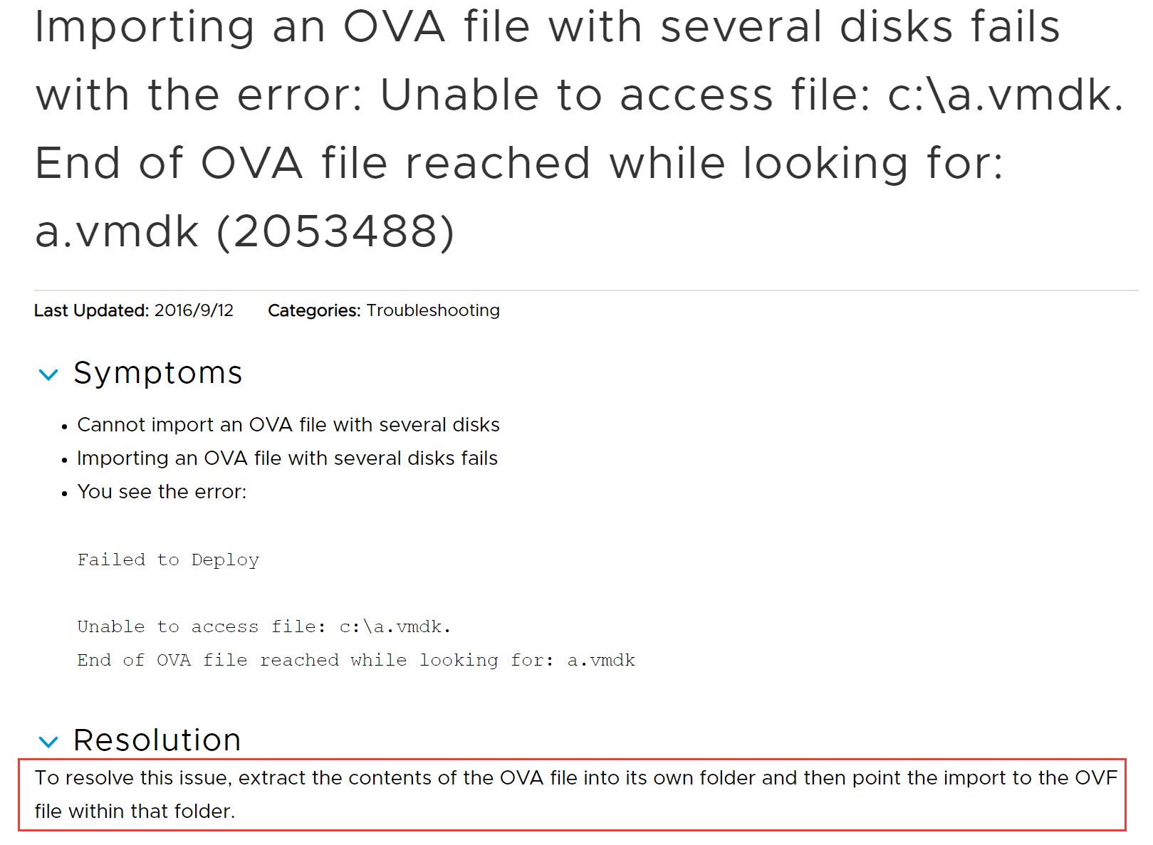 VMware导入OVA报错：Unable to access file: c:a.vmdk.