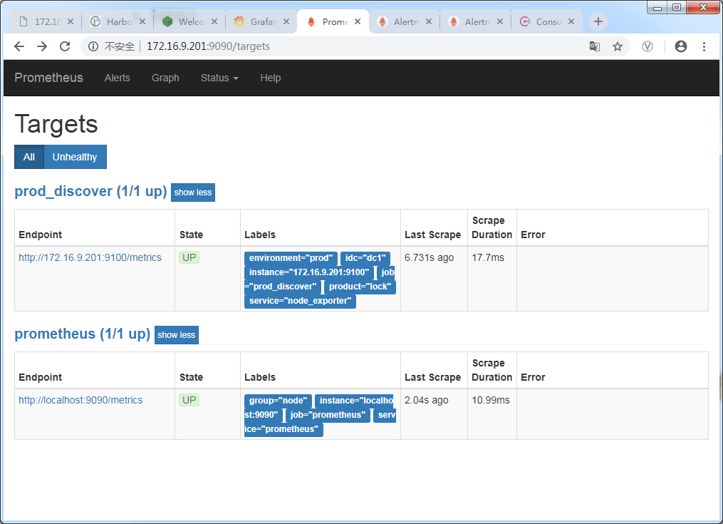 Centos7.5 Prometheus2.5配置和基于Consul1.2.4的服务发现