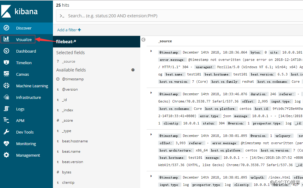 ELK收集Apache的json格式訪問日誌並按狀態碼繪制圖表