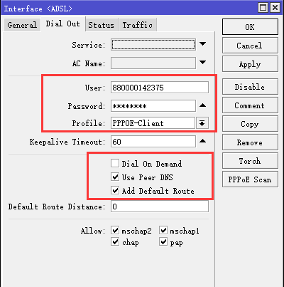 RouterOS设置PPPOE拨号上网