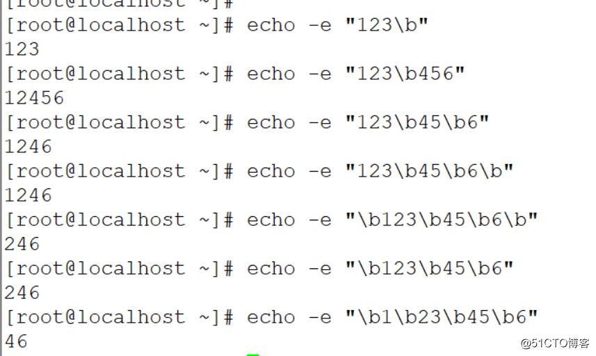 LINUX 中 echo -e  \b 转义符使用